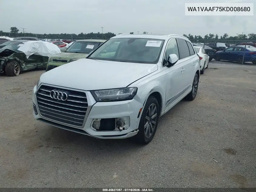 2019 Audi Q7 55 Premium VIN: WA1VAAF75KD008680 Lot: 45627397
