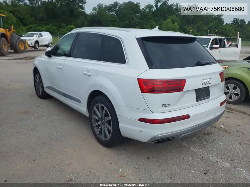 2019 Audi Q7 55 Premium VIN: WA1VAAF75KD008680 Lot: 45627397