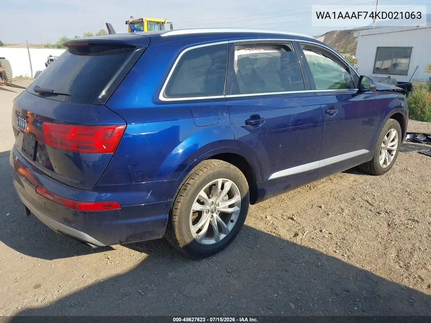 2019 Audi Q7 55 Premium/55 Se Premium VIN: WA1AAAF74KD021063 Lot: 45627623
