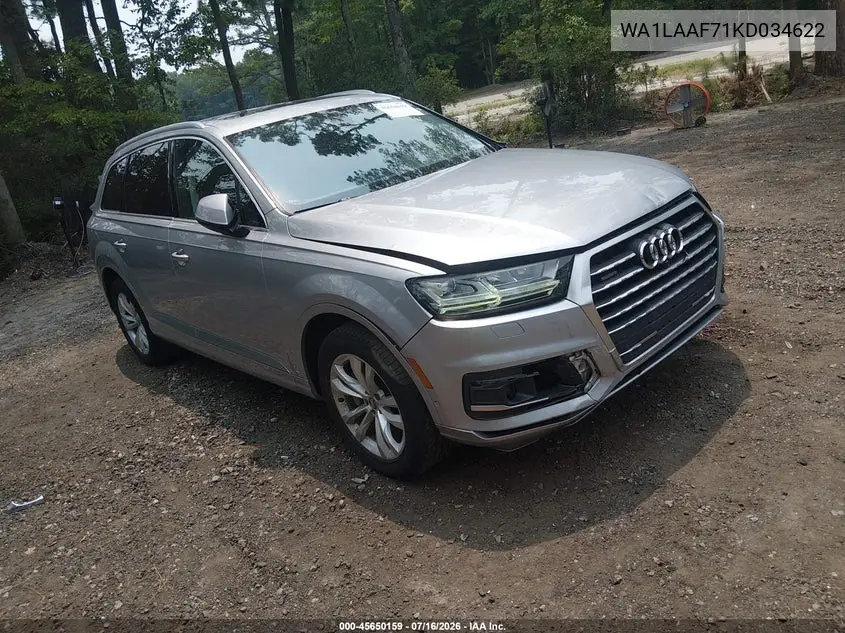 2019 Audi Q7 55 Premium/55 Se Premium VIN: WA1LAAF71KD034622 Lot: 45650159