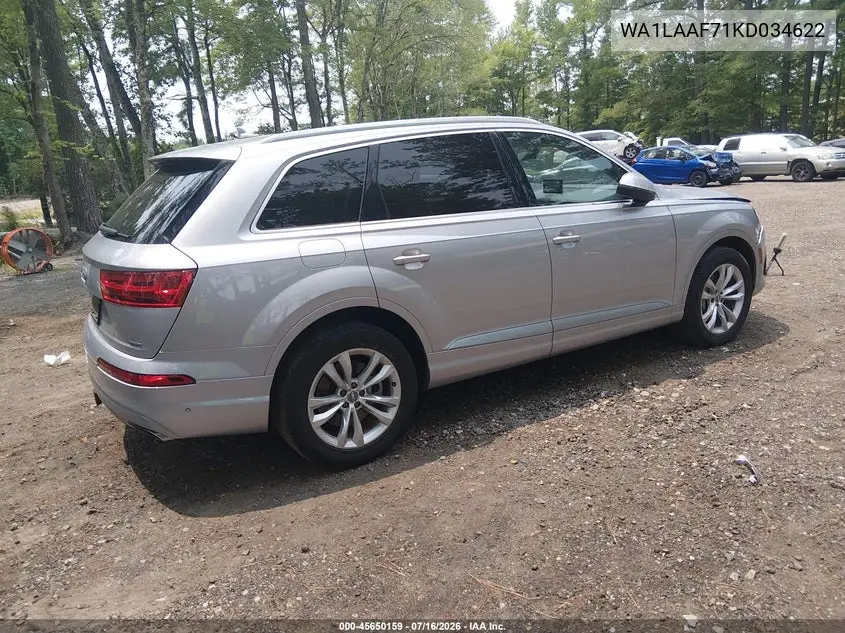 2019 Audi Q7 55 Premium/55 Se Premium VIN: WA1LAAF71KD034622 Lot: 45650159