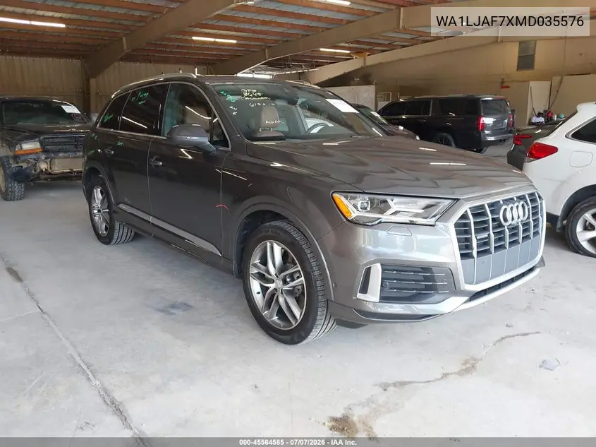 2021 Audi Q7 Premium Plus 45 Tfsi Quattro Tiptronic VIN: WA1LJAF7XMD035576 Lot: 45564585