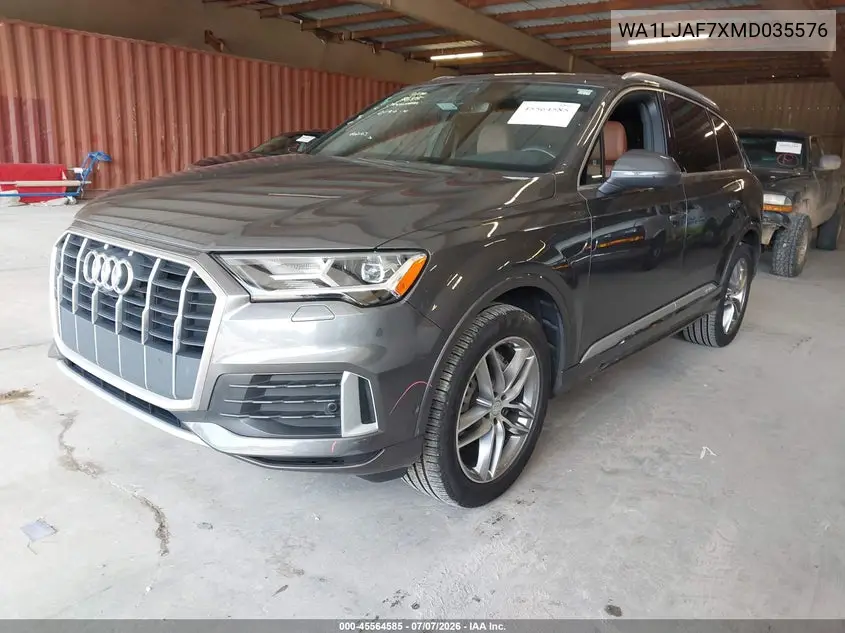 2021 Audi Q7 Premium Plus 45 Tfsi Quattro Tiptronic VIN: WA1LJAF7XMD035576 Lot: 45564585