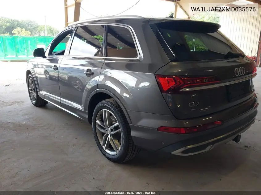 2021 Audi Q7 Premium Plus 45 Tfsi Quattro Tiptronic VIN: WA1LJAF7XMD035576 Lot: 45564585
