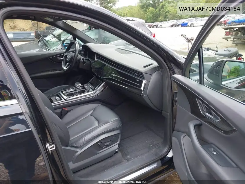 2021 Audi Q7 Premium 45 Tfsi Quattro Tiptronic VIN: WA1AJAF70MD034184 Lot: 45599131