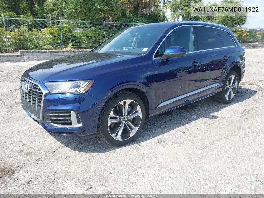 2021 Audi Q7 Premium Plus 55 Tfsi Quattro Tiptronic VIN: WA1LXAF76MD011922 Lot: 45610128