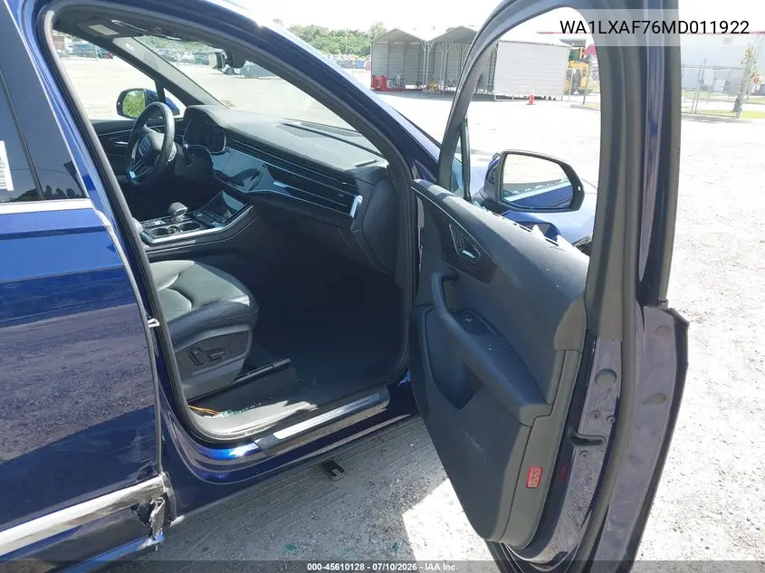 2021 Audi Q7 Premium Plus 55 Tfsi Quattro Tiptronic VIN: WA1LXAF76MD011922 Lot: 45610128