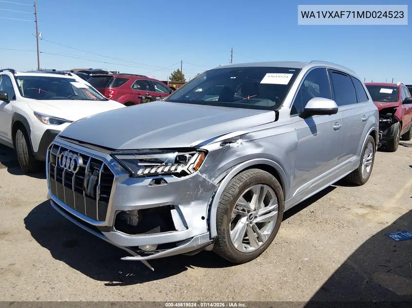 2021 Audi Q7 Prestige 55 Tfsi Quattro Tiptronic VIN: WA1VXAF71MD024523 Lot: 45619524