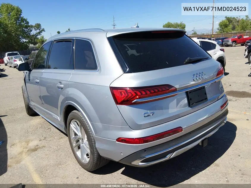 2021 Audi Q7 Prestige 55 Tfsi Quattro Tiptronic VIN: WA1VXAF71MD024523 Lot: 45619524