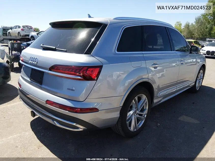 2021 Audi Q7 Prestige 55 Tfsi Quattro Tiptronic VIN: WA1VXAF71MD024523 Lot: 45619524