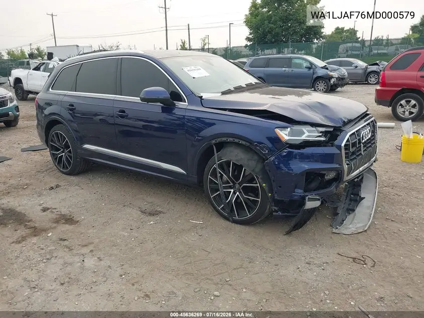2021 Audi Q7 Premium Plus VIN: WA1LJAF76MD000579 Lot: 45636269