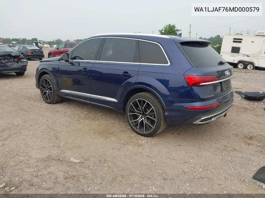 2021 Audi Q7 Premium Plus VIN: WA1LJAF76MD000579 Lot: 45636269