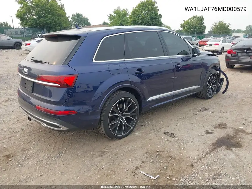 2021 Audi Q7 Premium Plus VIN: WA1LJAF76MD000579 Lot: 45636269