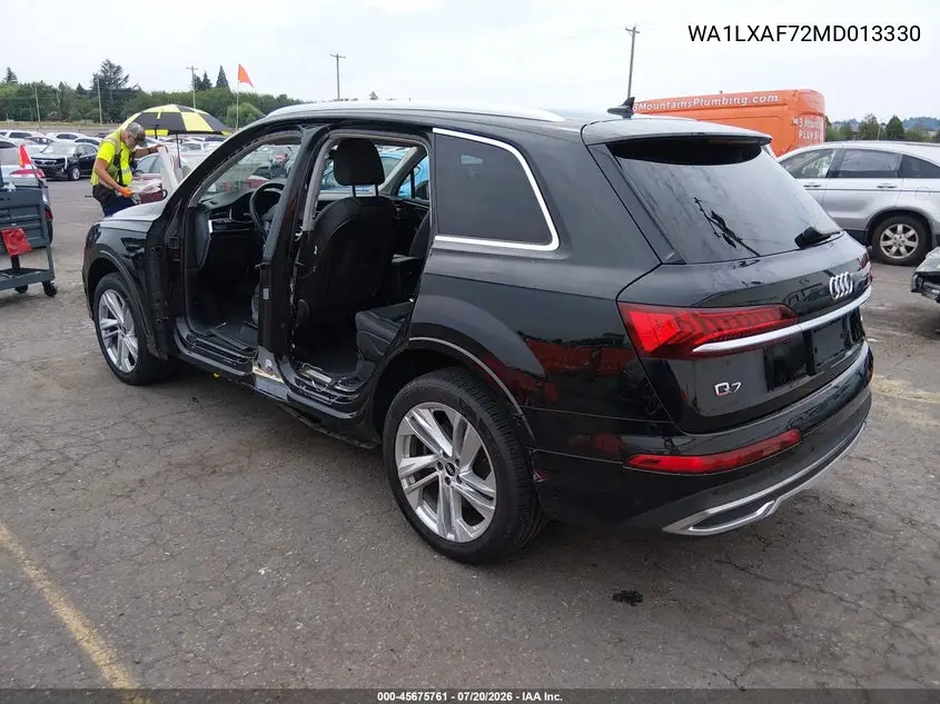 2021 Audi Q7 Premium Plus 55 Tfsi Quattro Tiptronic VIN: WA1LXAF72MD013330 Lot: 45675761