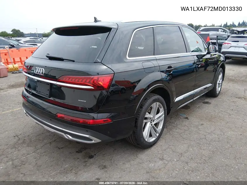 2021 Audi Q7 Premium Plus 55 Tfsi Quattro Tiptronic VIN: WA1LXAF72MD013330 Lot: 45675761
