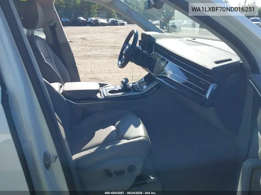 2022 Audi Q7 Premium Plus 55 Tfsi Quattro Tiptronic VIN: WA1LXBF70ND016251 Lot: 45443867