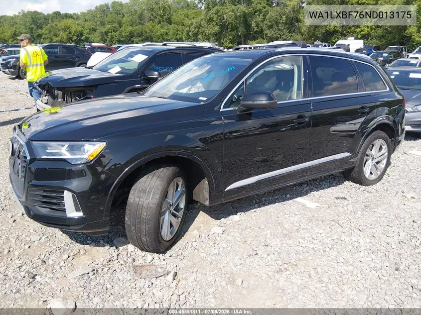2022 Audi Q7 Premium Plus 55 Tfsi Quattro Tiptronic VIN: WA1LXBF76ND013175 Lot: 45551811
