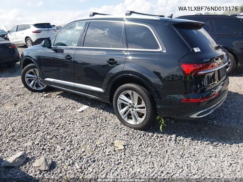 2022 Audi Q7 Premium Plus 55 Tfsi Quattro Tiptronic VIN: WA1LXBF76ND013175 Lot: 45551811