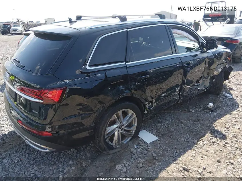 2022 Audi Q7 Premium Plus 55 Tfsi Quattro Tiptronic VIN: WA1LXBF76ND013175 Lot: 45551811