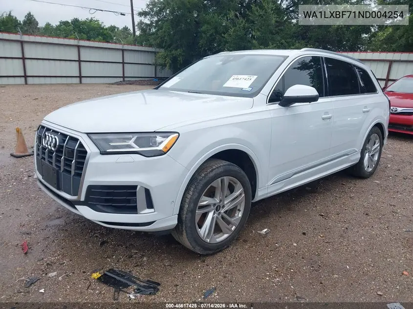 2022 Audi Q7 Premium Plus 55 Tfsi Quattro Tiptronic VIN: WA1LXBF71ND004254 Lot: 45617425