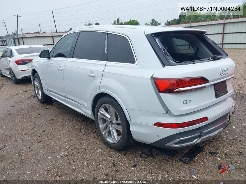 2022 Audi Q7 Premium Plus 55 Tfsi Quattro Tiptronic VIN: WA1LXBF71ND004254 Lot: 45617425