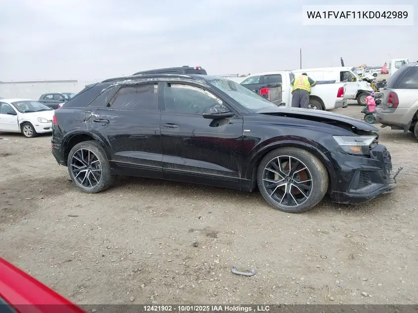 2019 Audi Q8 VIN: WA1FVAF11KD042989 Lot: 12421902