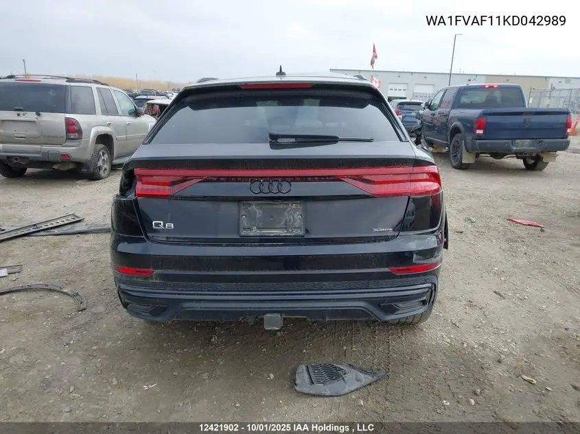 2019 Audi Q8 VIN: WA1FVAF11KD042989 Lot: 12421902