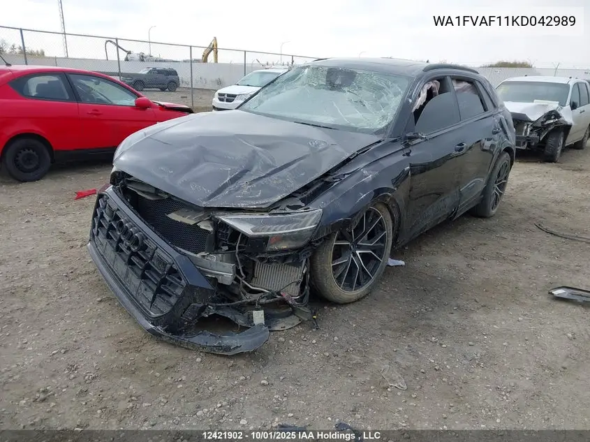 2019 Audi Q8 VIN: WA1FVAF11KD042989 Lot: 12421902