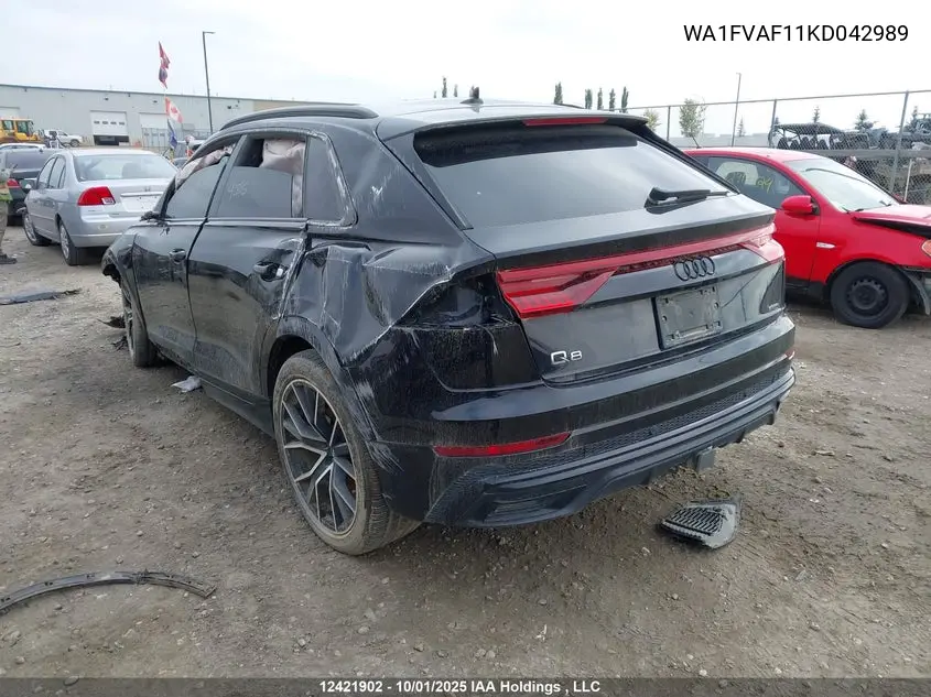 2019 Audi Q8 VIN: WA1FVAF11KD042989 Lot: 12421902