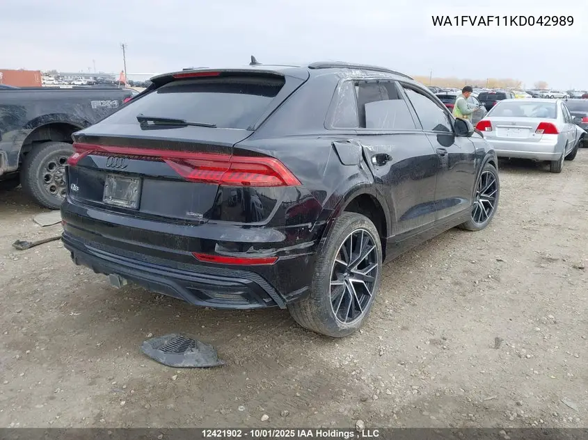 2019 Audi Q8 VIN: WA1FVAF11KD042989 Lot: 12421902