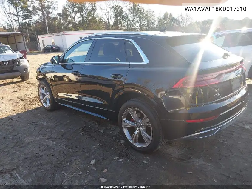 2019 Audi Q8 55 Premium VIN: WA1AVAF18KD017310 Lot: 43862225
