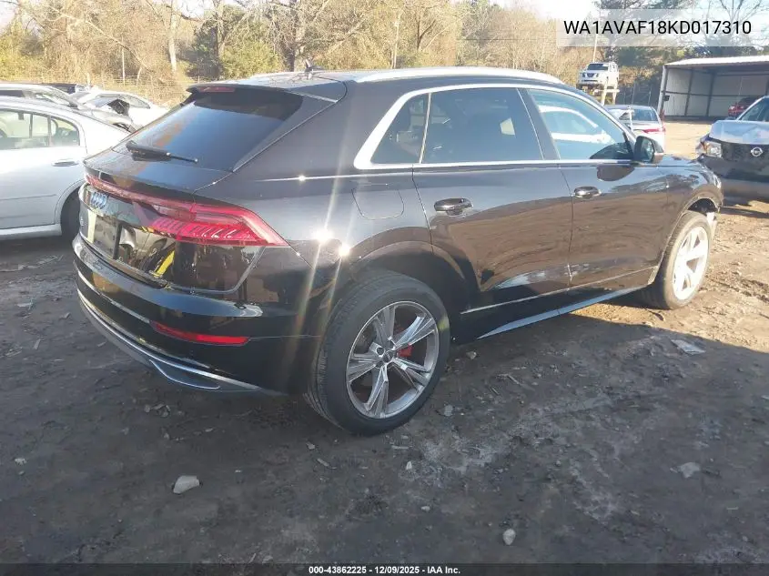 2019 Audi Q8 55 Premium VIN: WA1AVAF18KD017310 Lot: 43862225