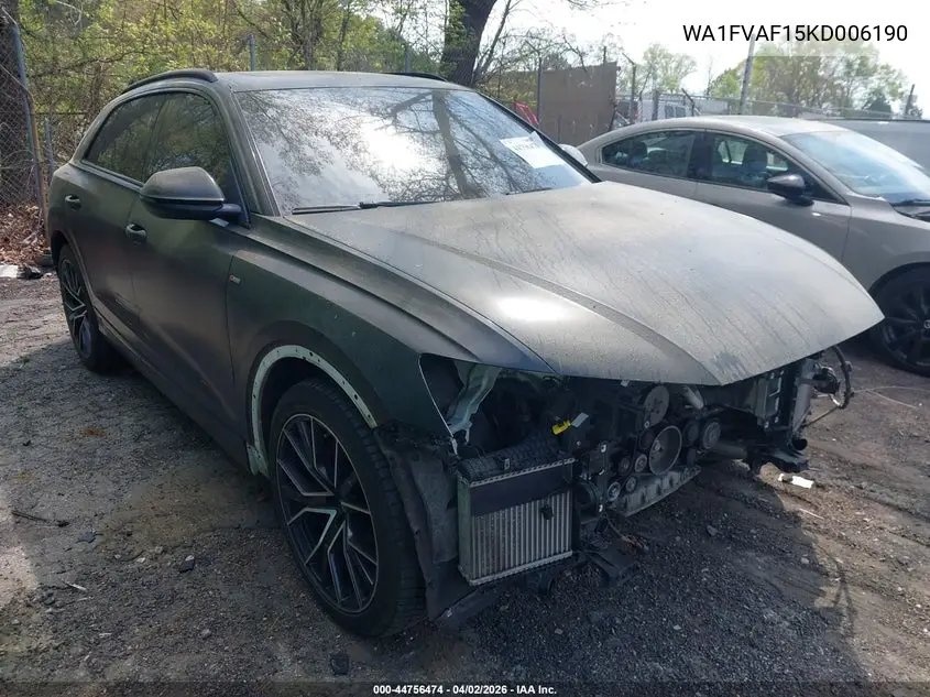 2019 Audi Q8 55 Premium VIN: WA1FVAF15KD006190 Lot: 44756474