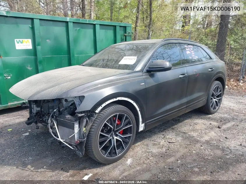 2019 Audi Q8 55 Premium VIN: WA1FVAF15KD006190 Lot: 44756474