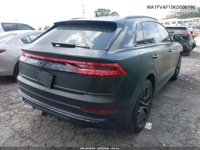 2019 Audi Q8 55 Premium VIN: WA1FVAF15KD006190 Lot: 44756474