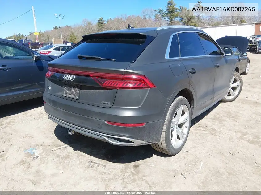 2019 Audi Q8 55 Premium VIN: WA1BVAF16KD007265 Lot: 44820448