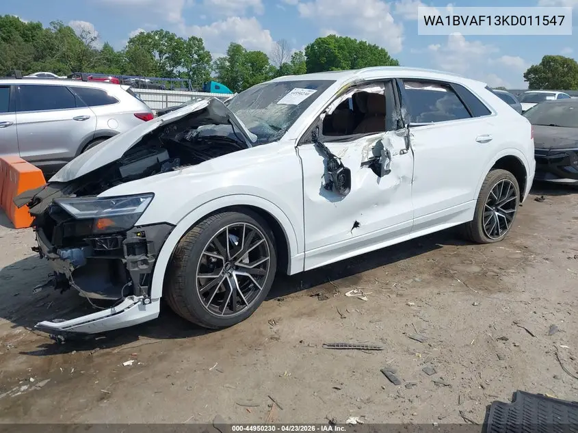 2019 Audi Q8 55 Premium VIN: WA1BVAF13KD011547 Lot: 44950230