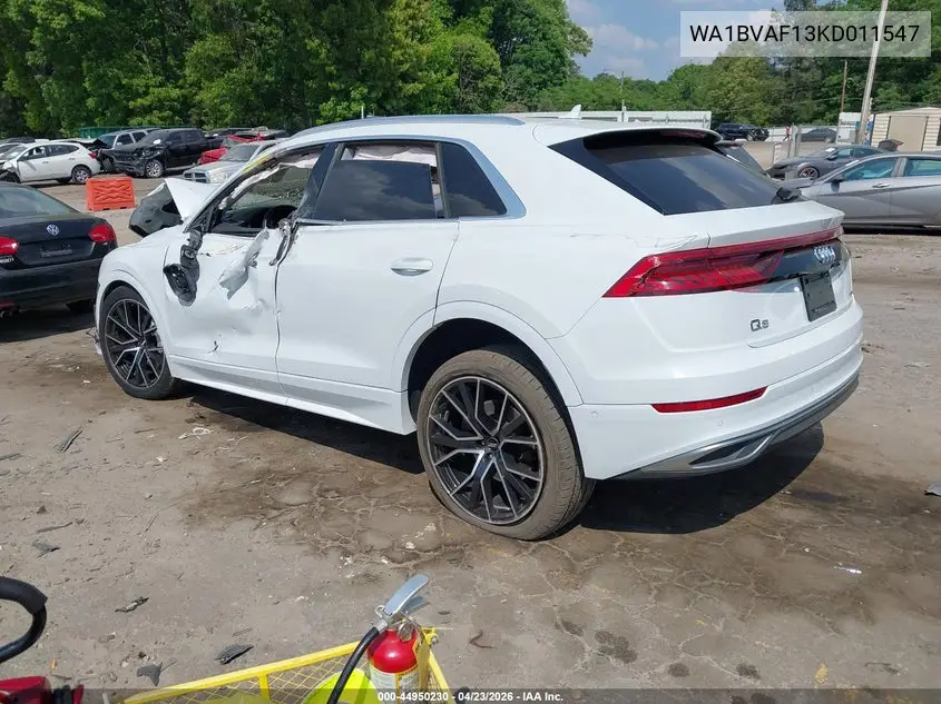 2019 Audi Q8 55 Premium VIN: WA1BVAF13KD011547 Lot: 44950230