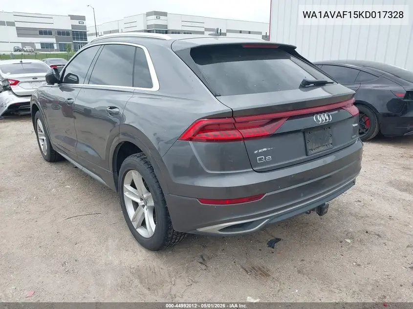 2019 Audi Q8 55 Premium VIN: WA1AVAF15KD017328 Lot: 44992012