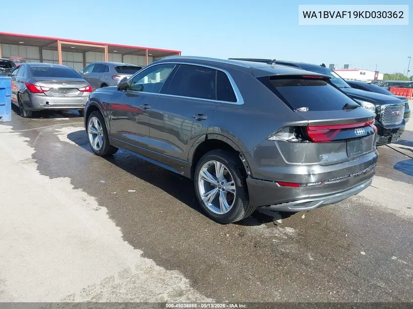 2019 Audi Q8 55 Premium VIN: WA1BVAF19KD030362 Lot: 45036888