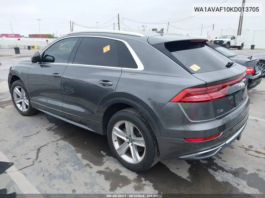 2019 Audi Q8 55 Premium VIN: WA1AVAF10KD013705 Lot: 45120311