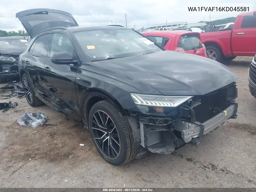 2019 Audi Q8 55 Premium VIN: WA1FVAF16KD045581 Lot: 45341403