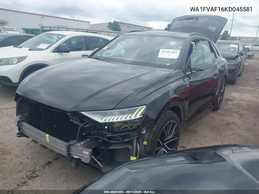 2019 Audi Q8 55 Premium VIN: WA1FVAF16KD045581 Lot: 45341403