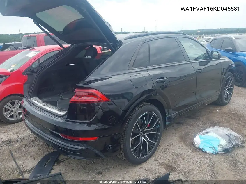 2019 Audi Q8 55 Premium VIN: WA1FVAF16KD045581 Lot: 45341403
