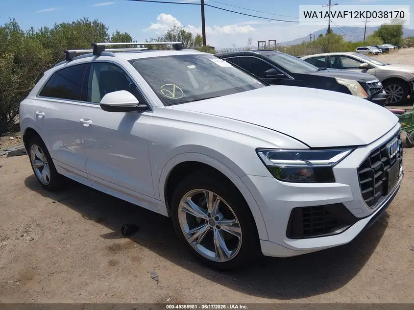 2019 Audi Q8 55 Premium VIN: WA1AVAF12KD038170 Lot: 45355981