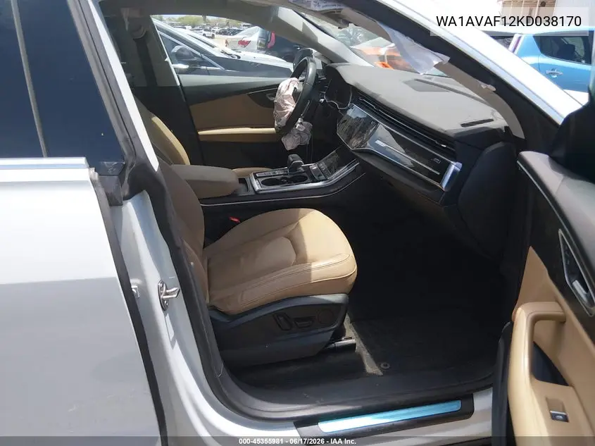 2019 Audi Q8 55 Premium VIN: WA1AVAF12KD038170 Lot: 45355981