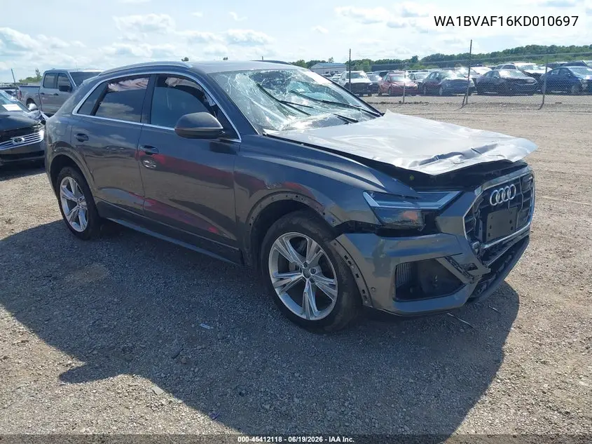 2019 Audi Q8 55 Premium VIN: WA1BVAF16KD010697 Lot: 45412118