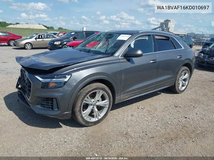 2019 Audi Q8 55 Premium VIN: WA1BVAF16KD010697 Lot: 45412118