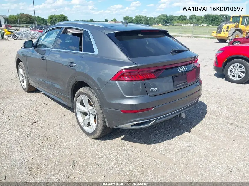 2019 Audi Q8 55 Premium VIN: WA1BVAF16KD010697 Lot: 45412118