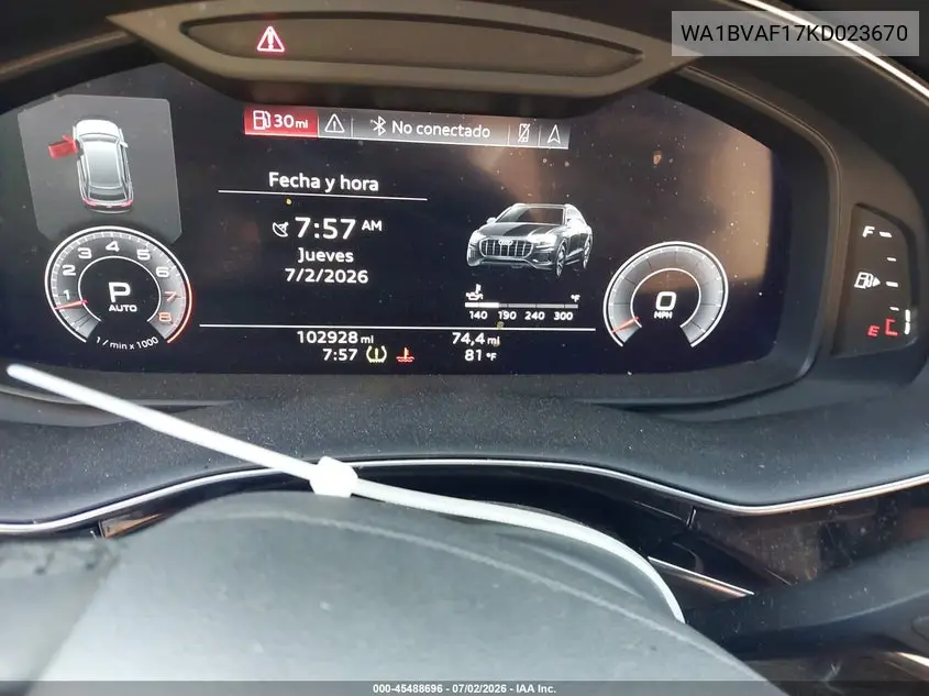 2019 Audi Q8 55 Premium VIN: WA1BVAF17KD023670 Lot: 45488696